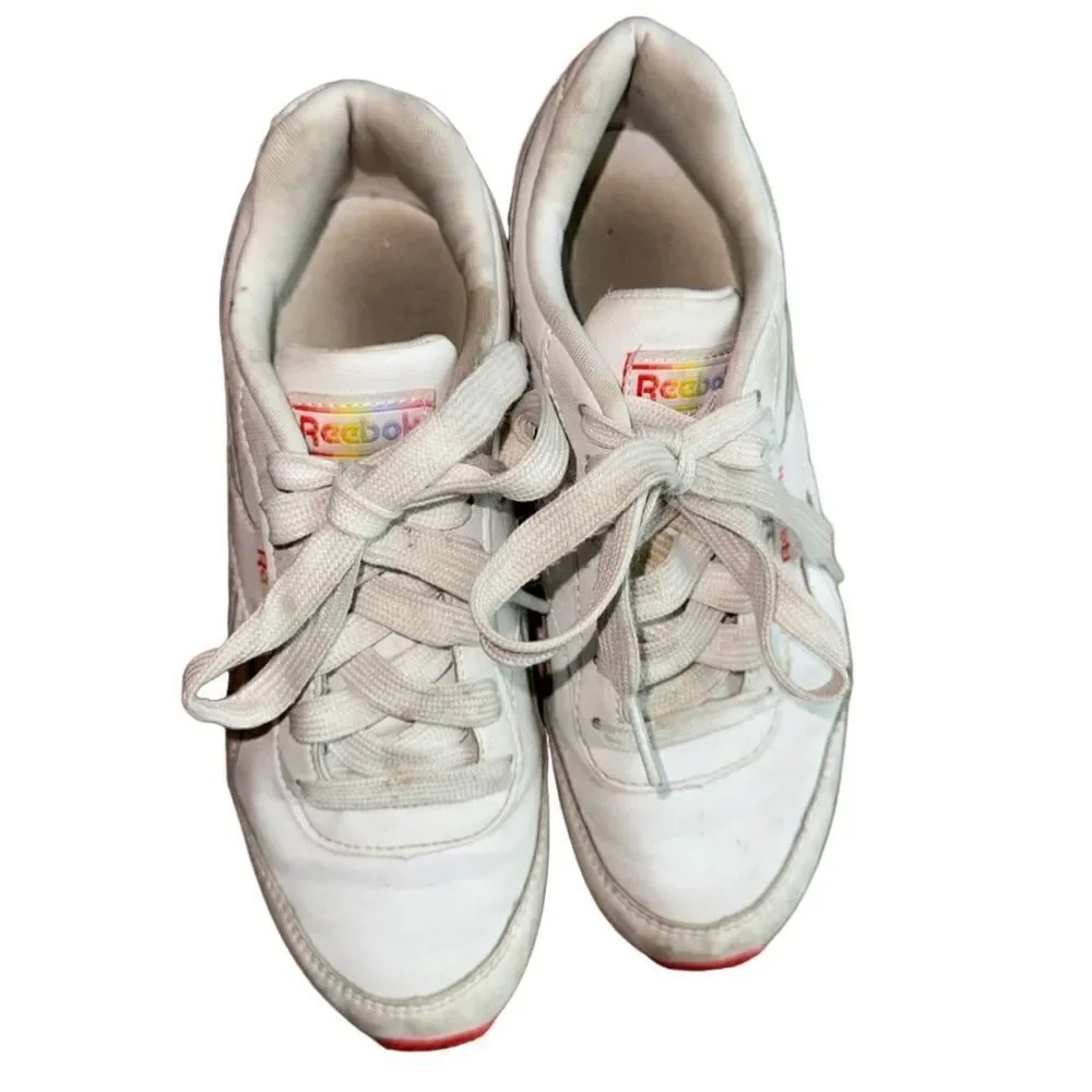 Reebok Royal CL Rainbow Sole Sneaker Tennis Shoes - Size 2 Kids